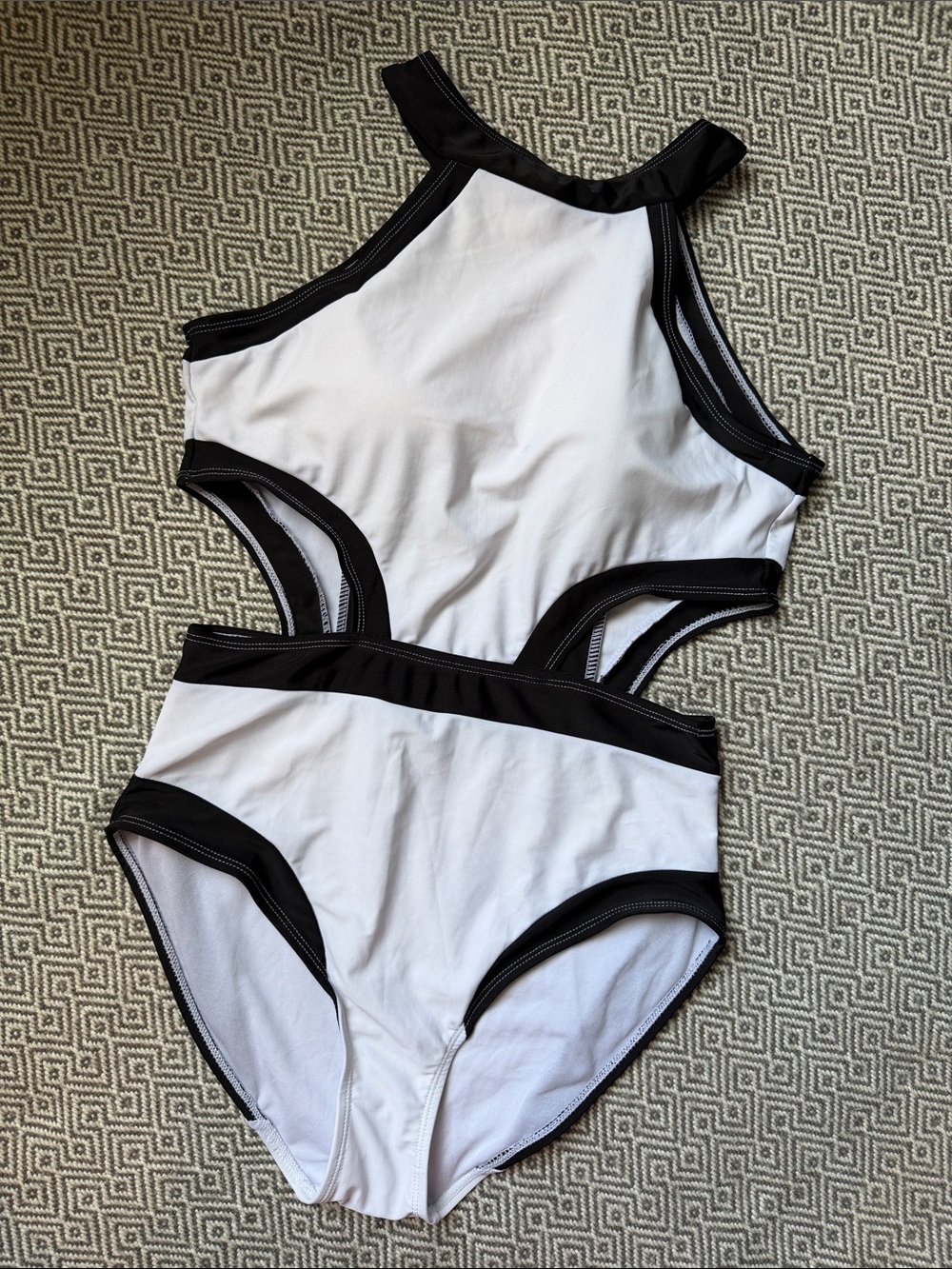 Black and White Cutout One-Piece Swimsuit